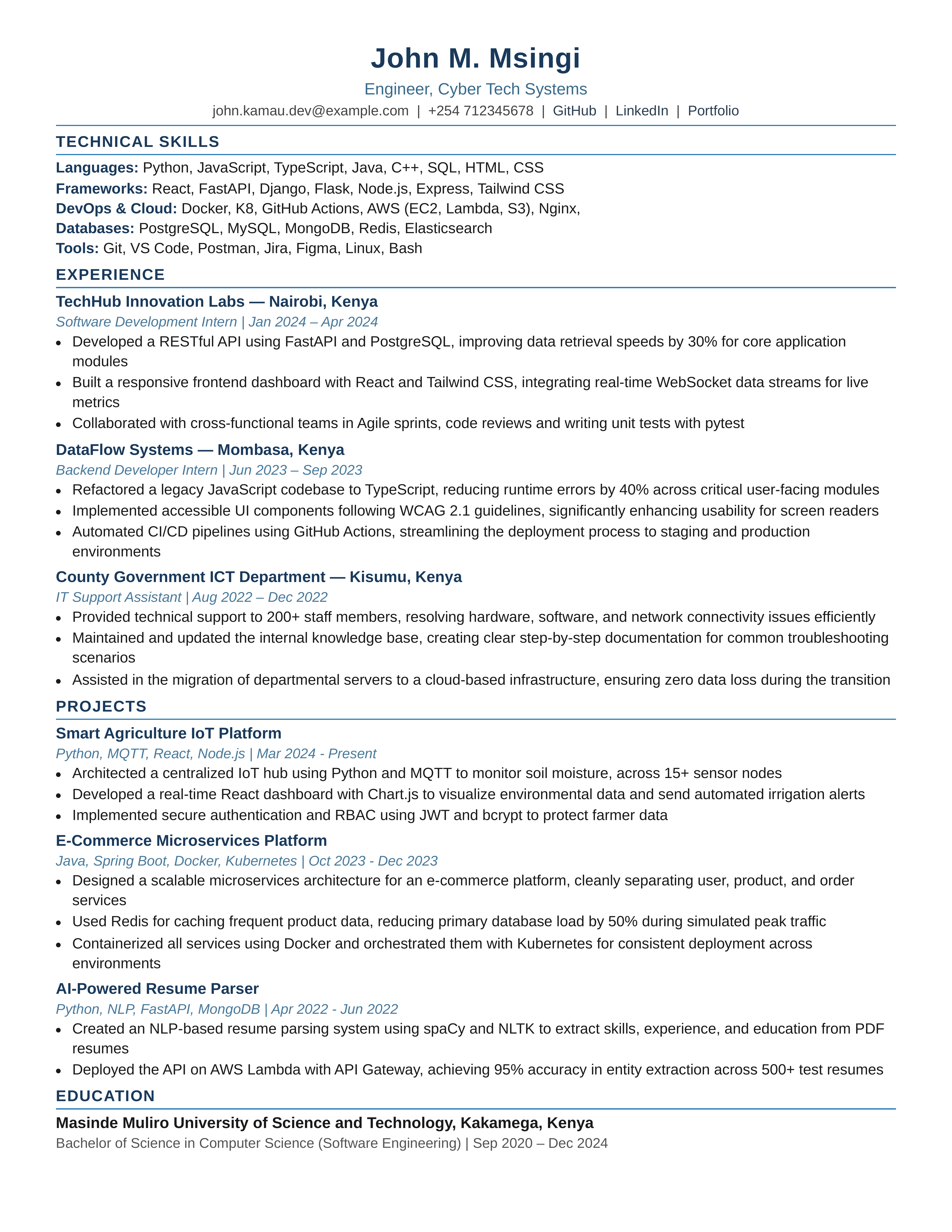 Sample AI-tailored resume output